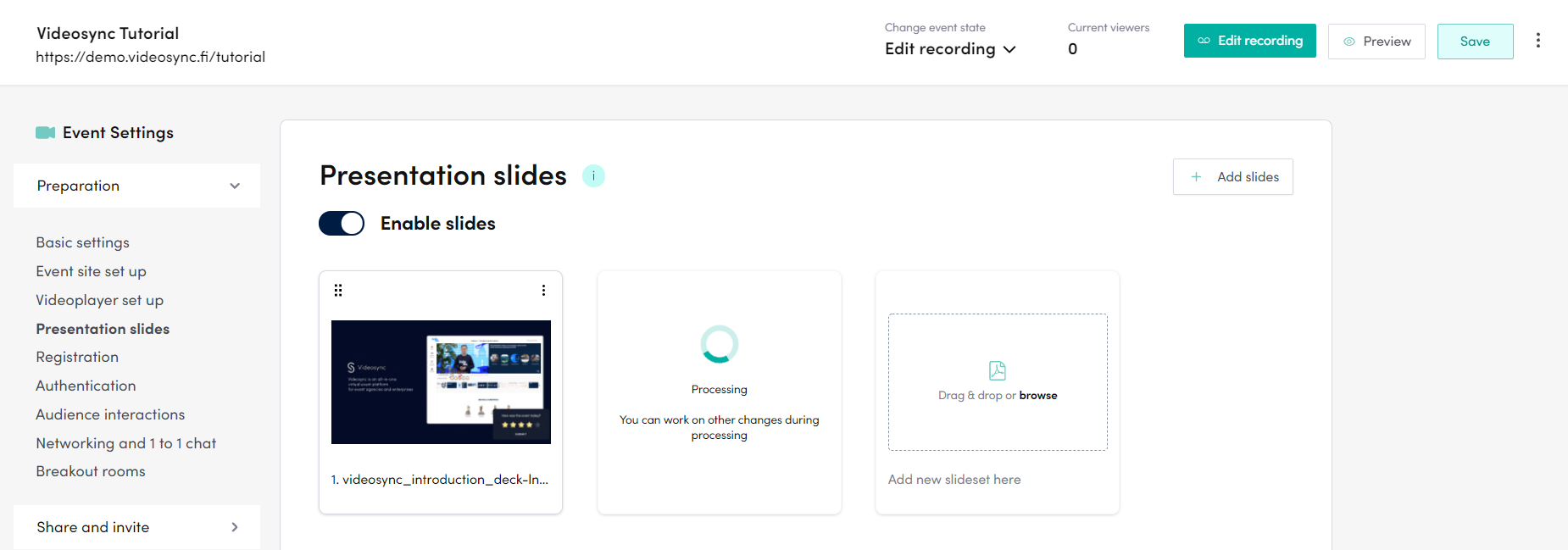 Presentation slides section